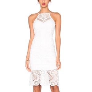 J.O.A | White Crochet Midi Dress | M